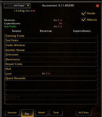 Аддон Accountant для wow 4.3